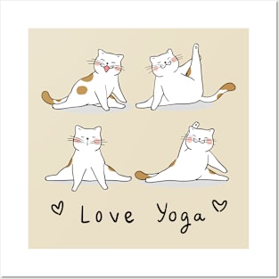 Cute Adorable funny Yoga Cats Kitty Pilates Posters and Art